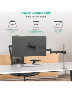 Soporte de Monitor WALI 001ARMXL Ajustable hasta 27" Negro 2