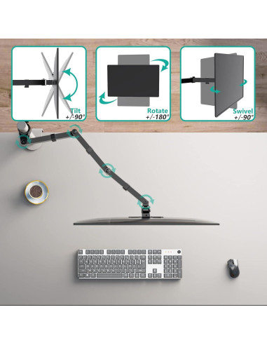 Soporte de Monitor WALI 001ARMXL Ajustable hasta 27" Negro