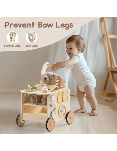 Andador de Madera ROBOTIME para Bebés con Freno de Seguridad
