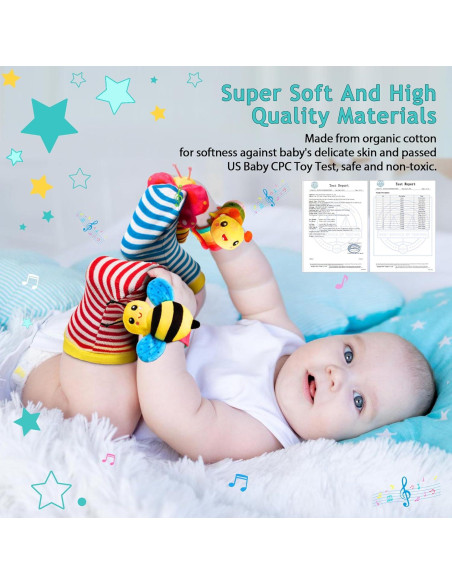 Calcetines Sonajeros de Bebé VBFRZY Multicolores 0-12 Meses