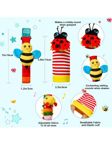 Calcetines Sonajeros de Bebé VBFRZY Multicolores 0-12 Meses