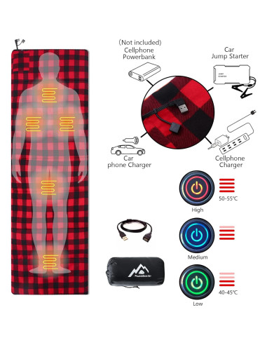 Saco de dormir calefaccionado Mantuole 5 zonas USB 198x61cm