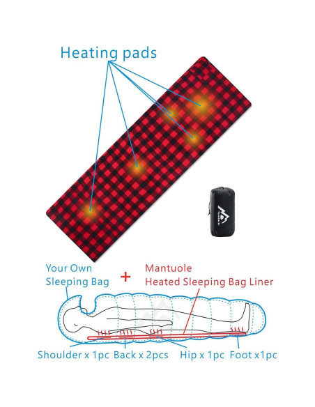 Saco de dormir calefaccionado Mantuole 5 zonas USB 198x61cm