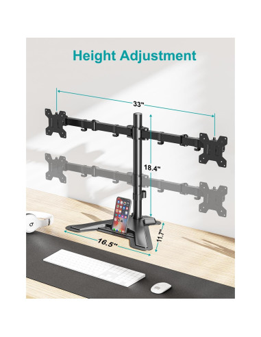 Soporte Doble para Monitor MONTAR PRO PR1009 Negro 7.98 kg
