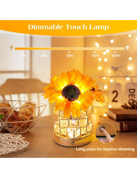 Lámpara de Flores Girasoles KIDTO Táctil Recargable LED