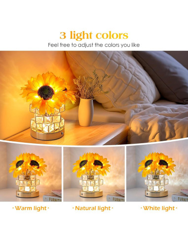 Lámpara de Flores Girasoles KIDTO Táctil Recargable LED