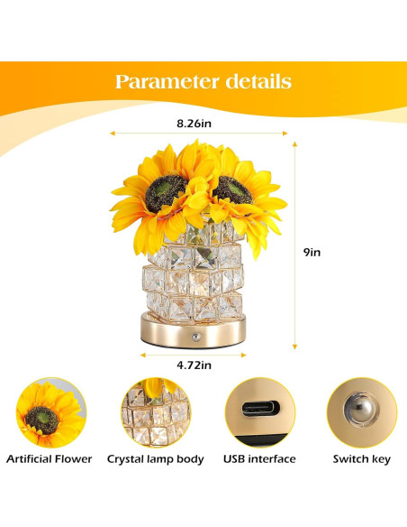 Lámpara de Flores Girasoles KIDTO Táctil Recargable LED