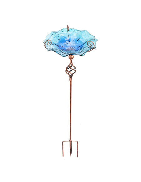 Fuente para Aves VCUTEKA Vidrio Azul con Estaca Metal 1,96kg Fuente para Aves VCUTEKA Vidrio Azul con Estaca Metal 1,96kg