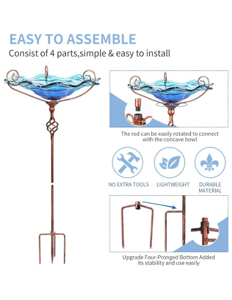Fuente para Aves VCUTEKA Vidrio Azul con Estaca Metal 1,96kg Fuente para Aves VCUTEKA Vidrio Azul con Estaca Metal 1,96kg