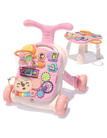 Andador 3 en 1 QDRAGON Rosa para Bebés 12+ Meses