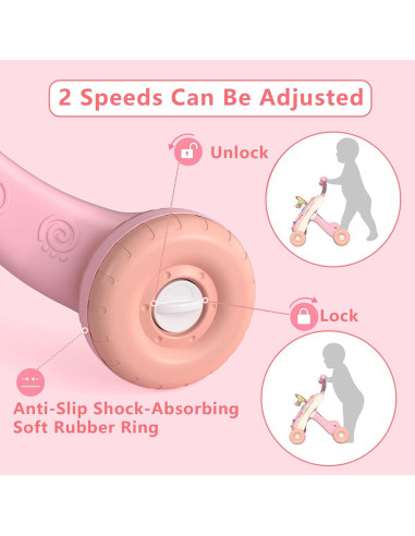 Andador 3 en 1 QDRAGON Rosa para Bebés 12+ Meses