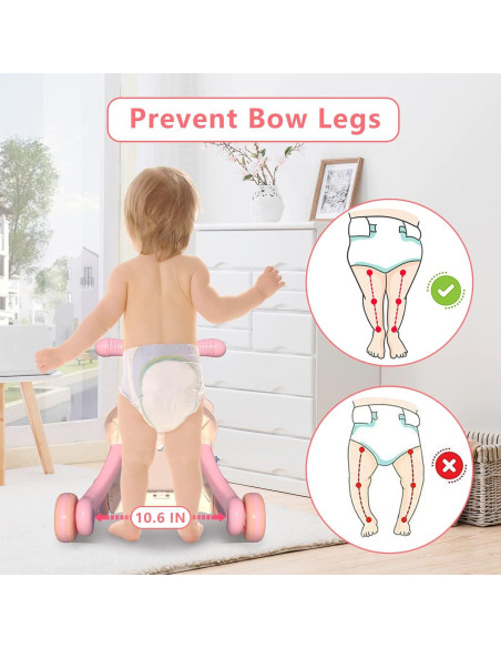 Andador 3 en 1 QDRAGON Rosa para Bebés 12+ Meses