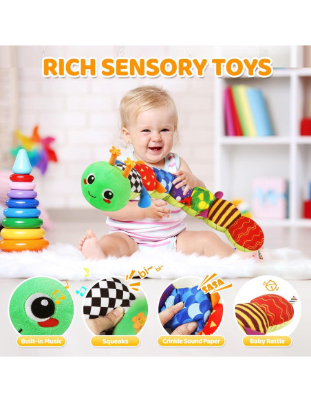 Juguete de Peluche Musical KMUYSL Oruga Verde 0-12 Meses