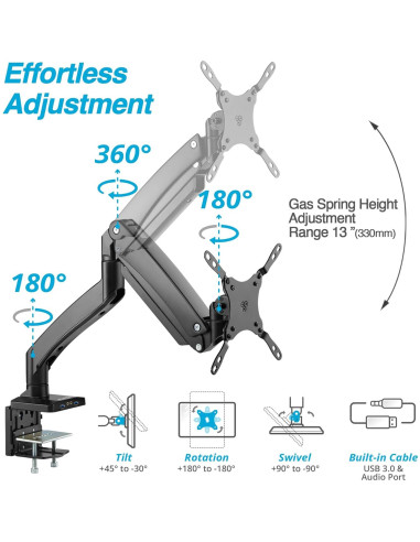 Soporte de Monitor AVLT DM40-1 para Pantallas 17" a 49"
