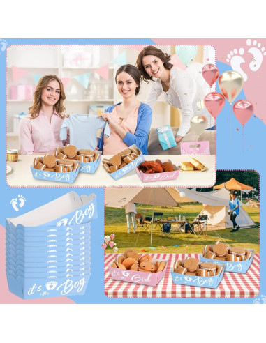 Bandejas Desechables Ctosree 48 Pcs Revelación de Género