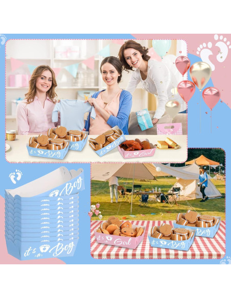 Bandejas Desechables Ctosree 48 Pcs Revelación de Género