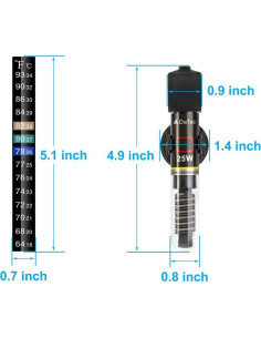 Calentador de Acuario DaToo MINI 25W para Tanques de 3.8 a 22.7L 2