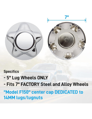 Tapas Centrales Cromadas B4B para Ford F150/Expedición 7"