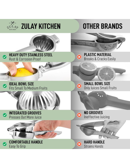 Exprimidor de Limón Manual Zulay Kitchen Acero Inoxidable 0.5L