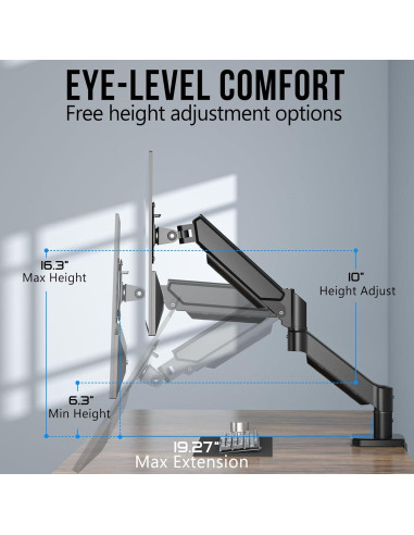 Soporte de Monitor HFTEK para Escritorio 13-32" Ajustable