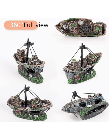 Decoración de Acuario JICAIGUANGBING Barco Hundido 12.7 cm