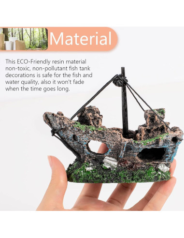 Decoración de Acuario JICAIGUANGBING Barco Hundido 12.7 cm