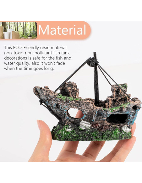 Decoración de Acuario JICAIGUANGBING Barco Hundido 12.7 cm