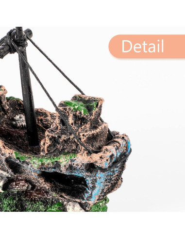 Decoración de Acuario JICAIGUANGBING Barco Hundido 12.7 cm