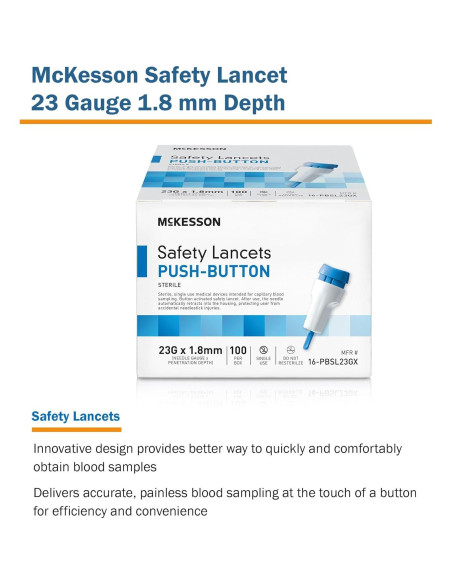 Lancetas McKesson 100 Unidades 23G para Diabetes