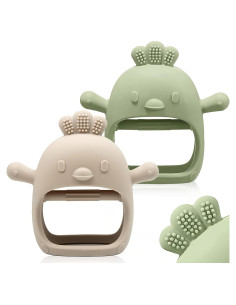 2 Juguetes de Dentición Silicona Grado Alimenticio Verde Caramelo