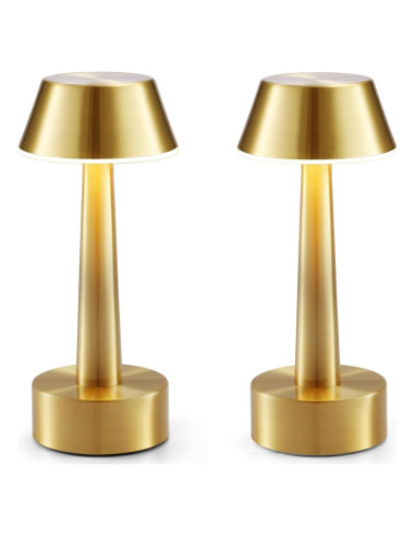 Lámpara de Mesa Inalámbrica Oro Recargable 2 Paquetes