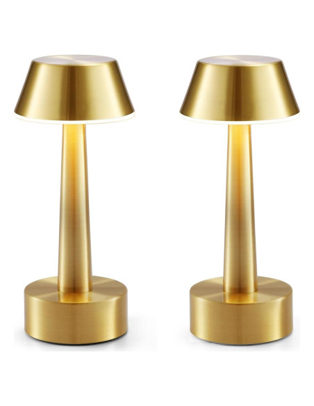 Lámpara de Mesa Inalámbrica Oro Recargable 2 Paquetes