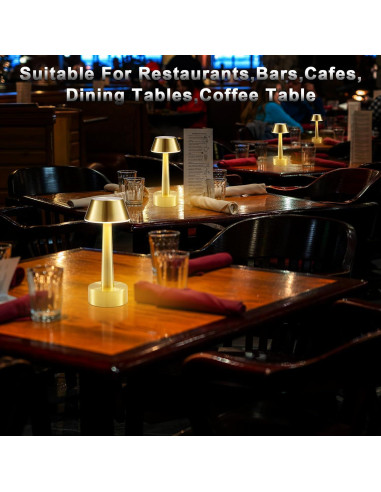 Lámpara de Mesa Inalámbrica Oro Recargable 2 Paquetes