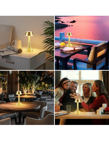 Lámpara de Mesa Inalámbrica Oro Recargable 2 Paquetes