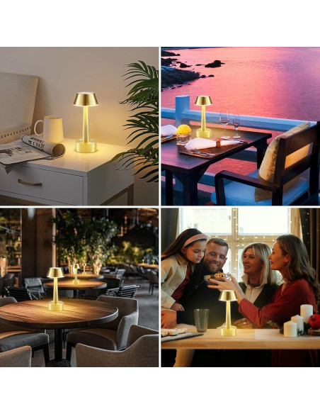 Lámpara de Mesa Inalámbrica Oro Recargable 2 Paquetes