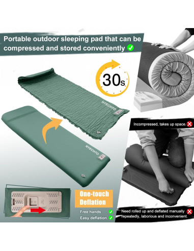 Colchoneta Autoinflable NYECHTO DK-GN Verde 7.9 cm Camping