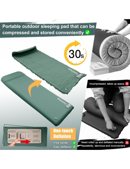 Colchoneta Autoinflable NYECHTO DK-GN Verde 7.9 cm Camping