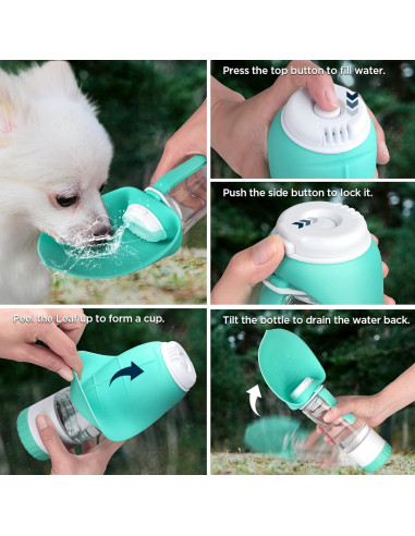 Botella de Agua para Perros Uppetly 354ml 2 en 1 Plegable
