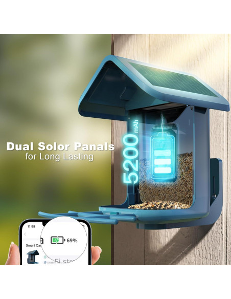 Comedero para Aves Onlyfly con Cámara 2K Solar y AI