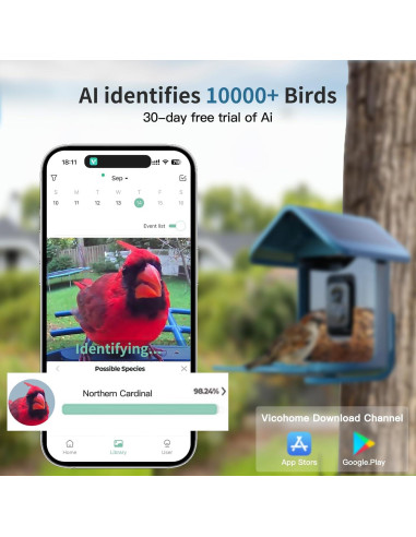 Comedero para Aves Onlyfly con Cámara 2K Solar y AI