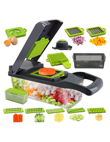 Picador de Verduras Toskope 14 en 1 con 7 Cuchillas y Contenedor