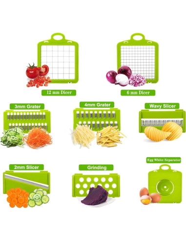 Picador de Verduras Toskope 14 en 1 con 7 Cuchillas y Contenedor