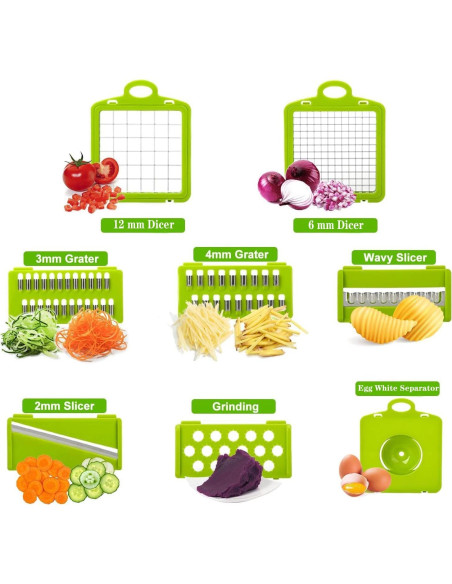Picador de Verduras Toskope 14 en 1 con 7 Cuchillas y Contenedor