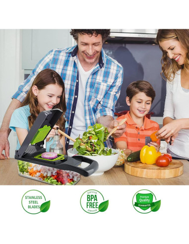 Picador de Verduras Toskope 14 en 1 con 7 Cuchillas y Contenedor
