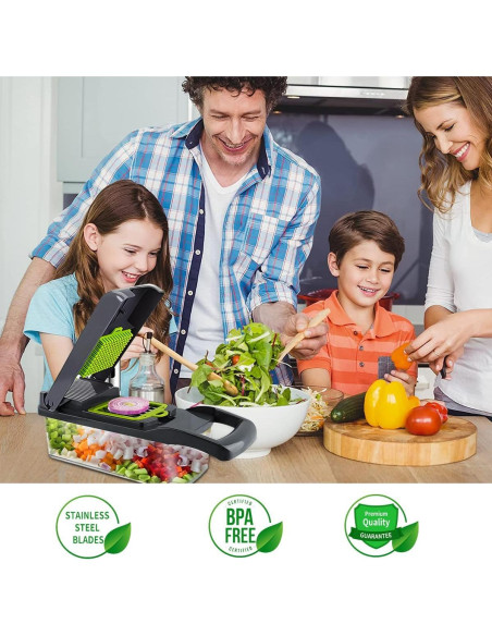 Picador de Verduras Toskope 14 en 1 con 7 Cuchillas y Contenedor
