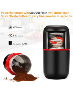 Molino Eléctrico de Hierbas Turimon 120g - Negro Automático 2