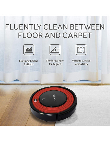 Aspiradora Robot SereneLife PUCRC95.8 - 1500pa, Programable, Rojo