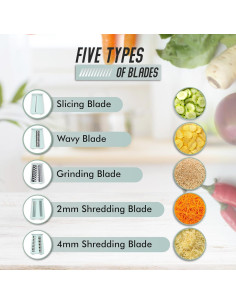 Rallador de Queso Rotativo KitchenVelly 5-en-1 Verde 2