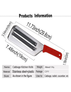 Cuchillo Cortador de Repollo YukaBa Acero Inoxidable Rojo-A 2