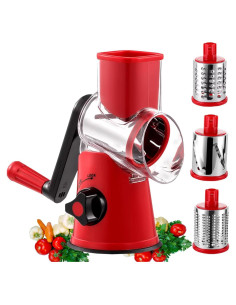 Rallador de Queso Rotatorio Chef Power 5 en 1 - Rojo